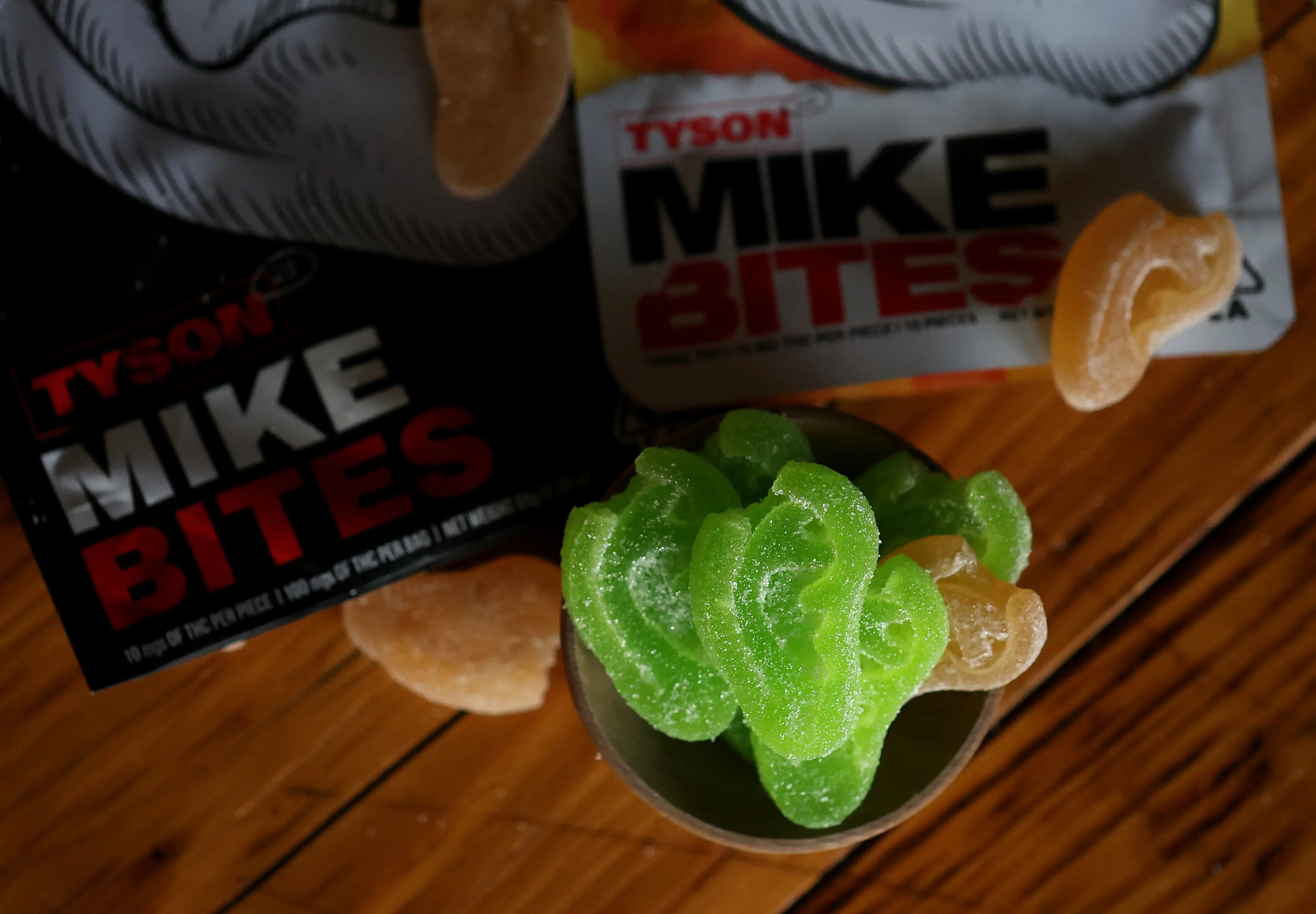 Mike Tyson's cannabis-infused sweets. Image: Getty 