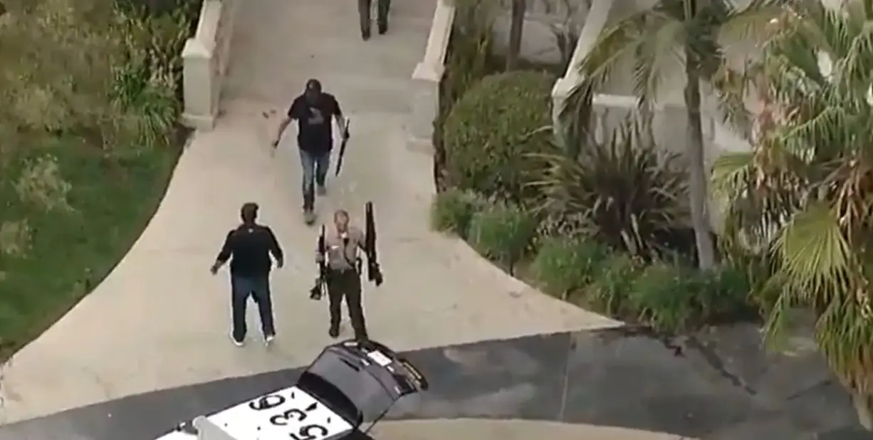 Several rifles were confiscated during the raid of Jake Paul's mansion. Image: ABC