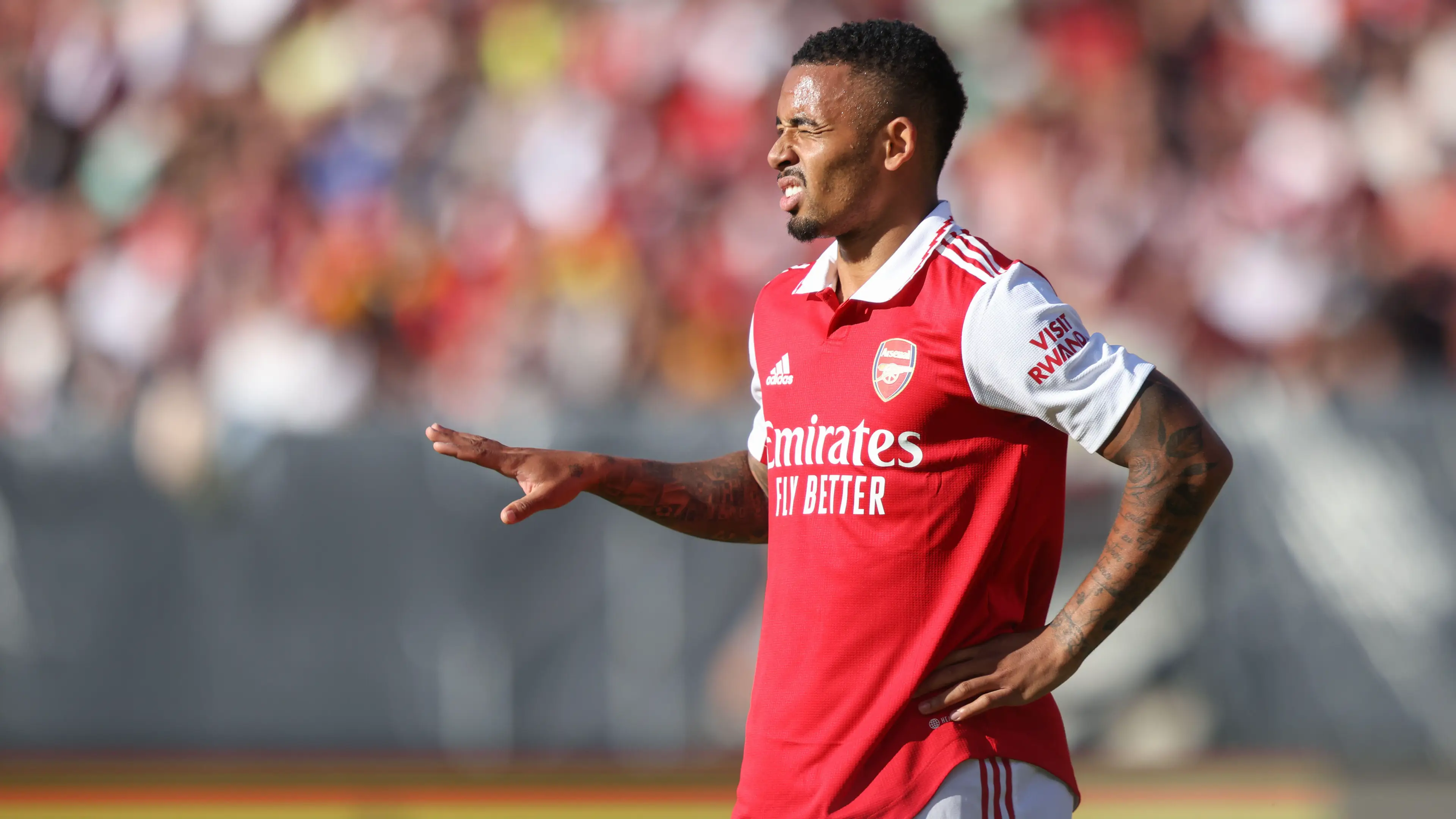 Gabriel Jesus from Arsenal in action against FC Nuremberg. (Alamy)