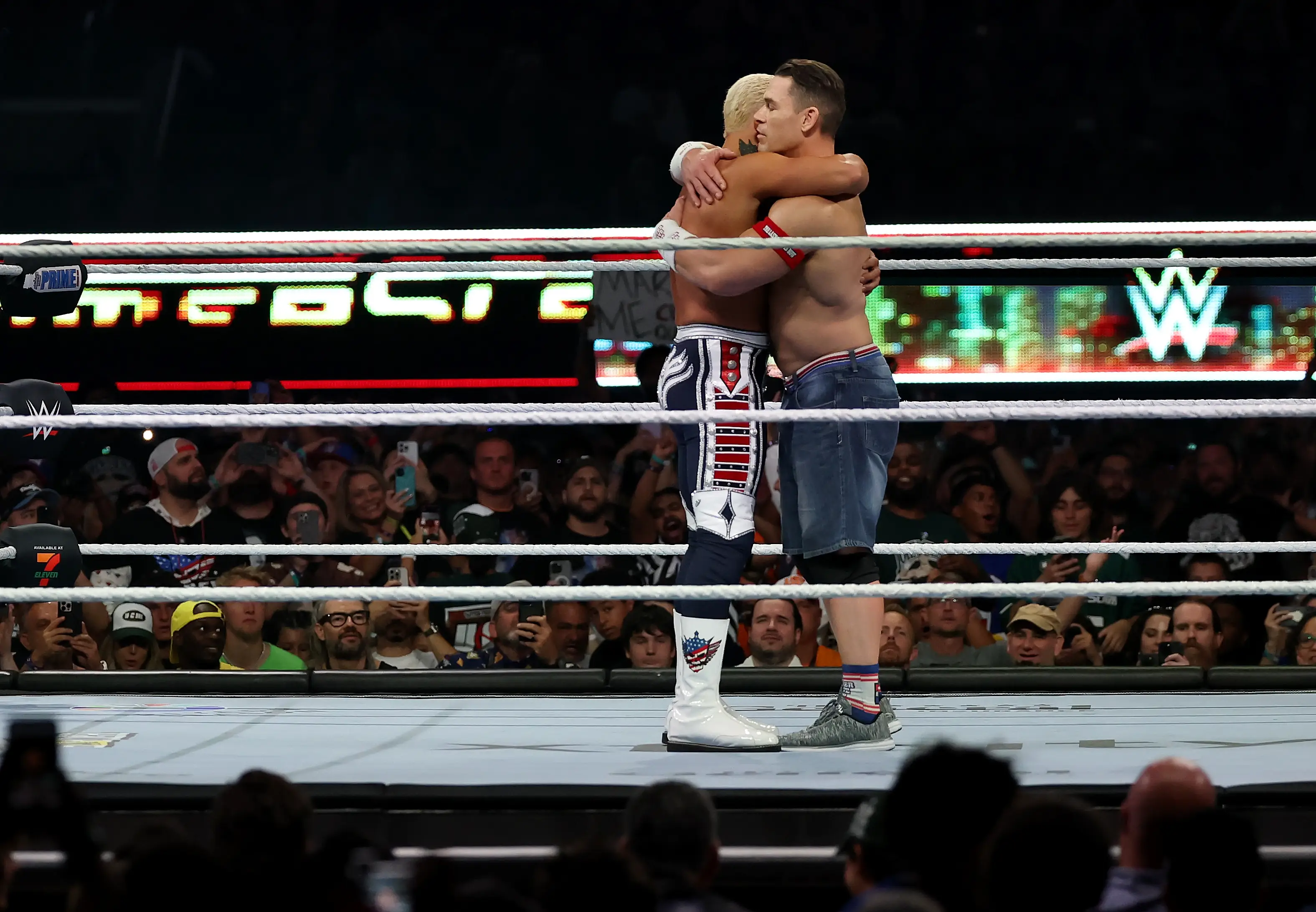 Cena did his first post-retirement interview with Rhodes. Image: Getty