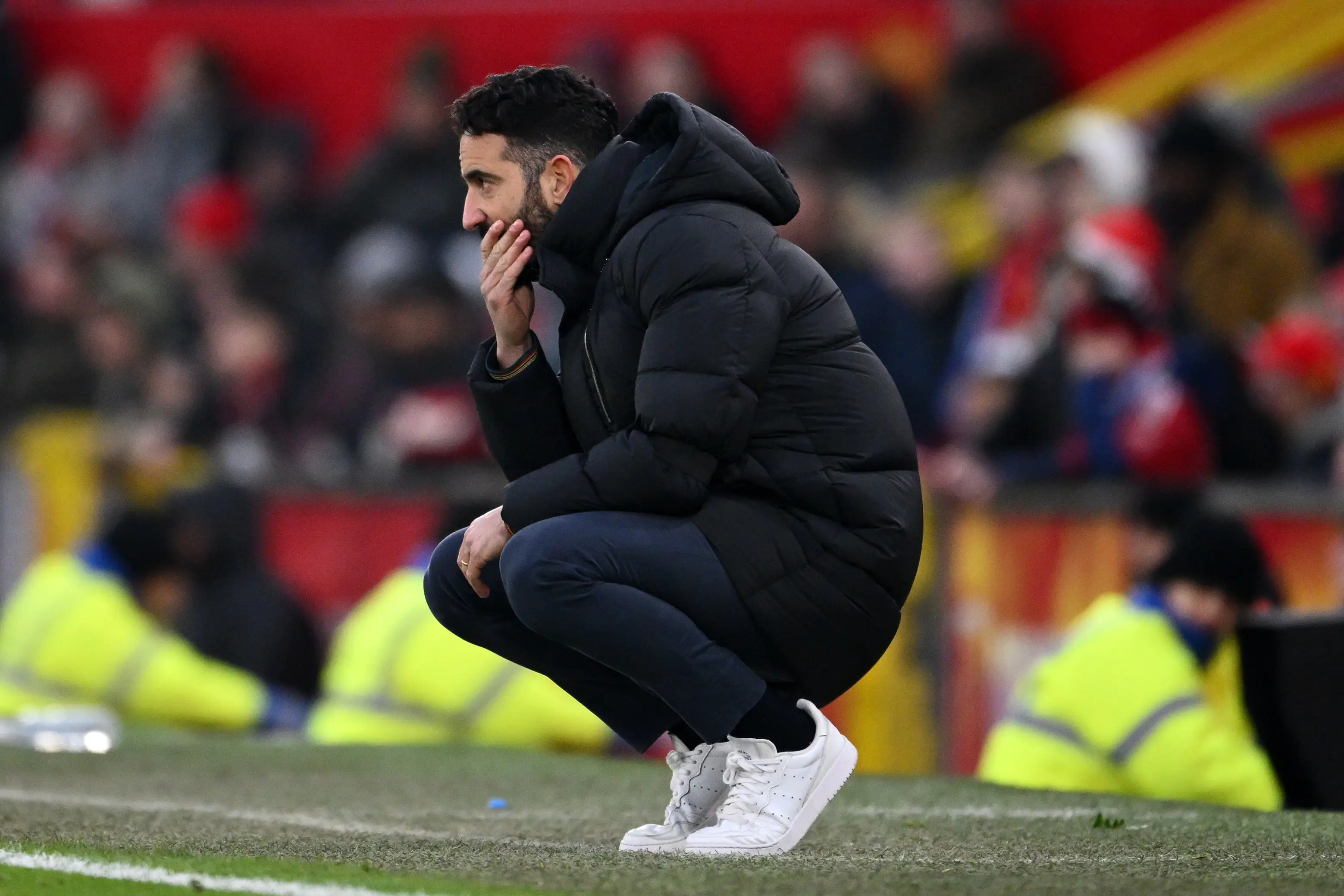 Amorim on the Old Trafford touchline during their defeat to Brighton. Image credit: Getty