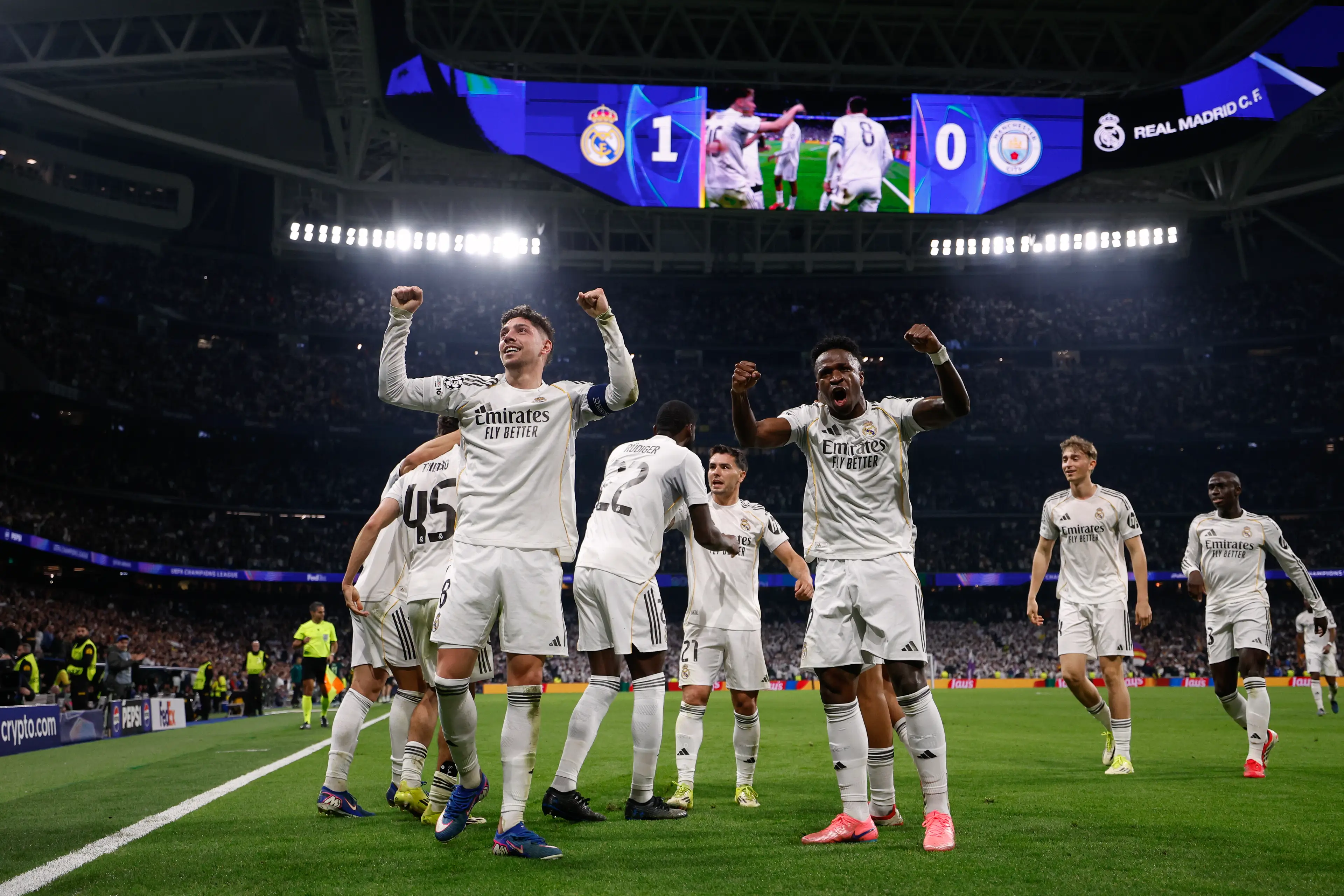 Valverde celebrates scoring his second on Wednesday night. Image credit: Getty