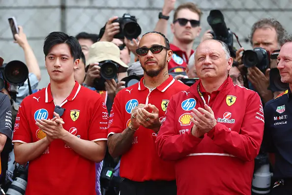 Hamilton has the full backing of Ferrari team principal Vasseur (right) (Image: Getty)