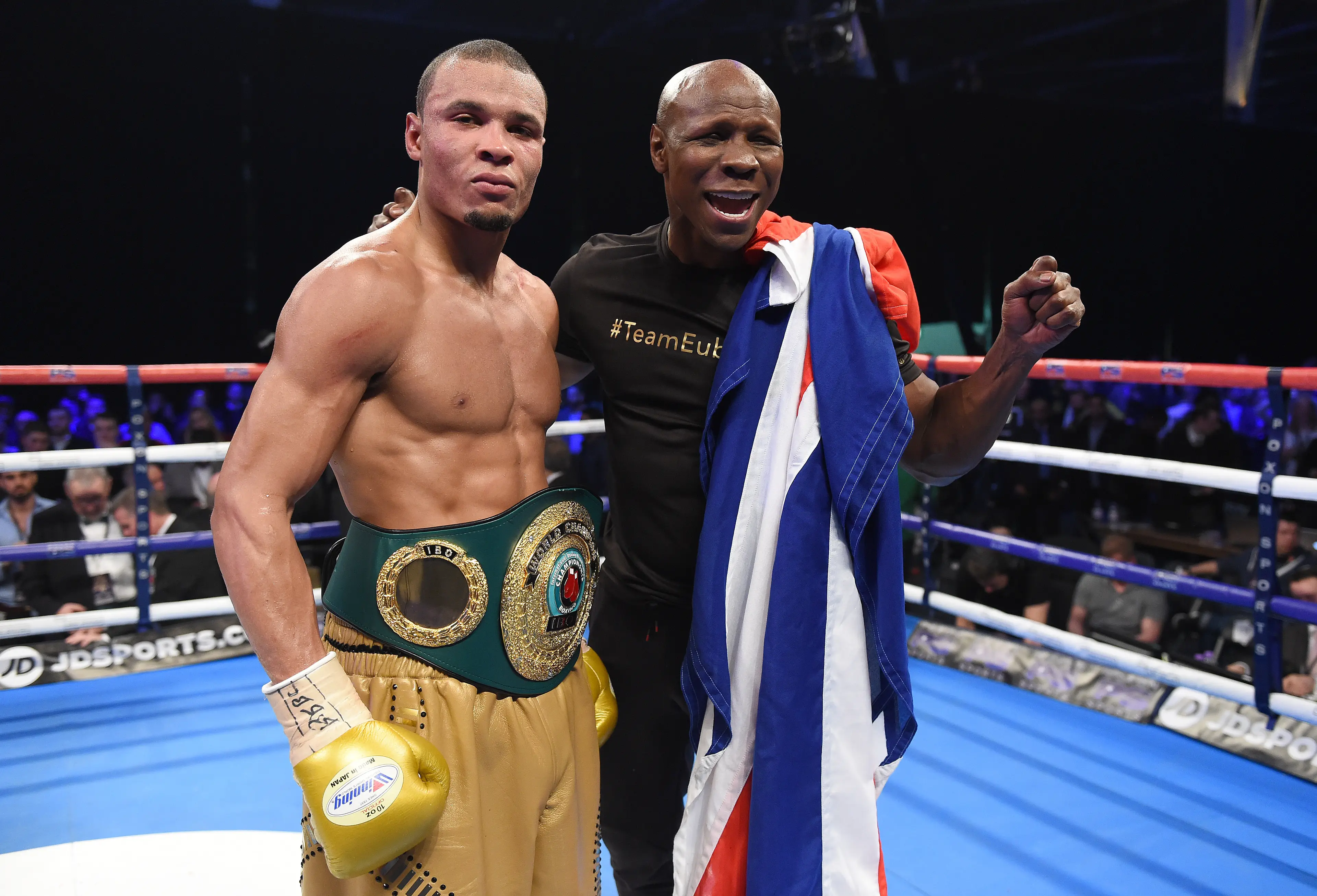 Chris Eubank Jr. with his father during the start of his professional boxing career. Image: Getty 