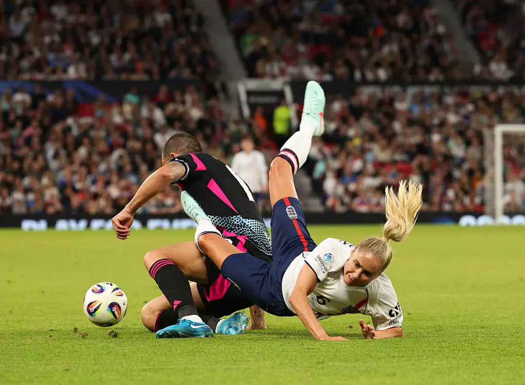 Former Juventus star Leonardo Bonucci received backlash online for his tackle on Steph Houghton. (Image: Getty)