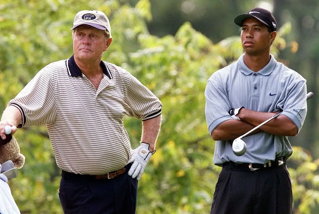 Jack Nicklaus and Tiger Woods are undoubtedly the two greatest golfers of all time. (Image: JEFF HAYNES/AFP via Getty Images)