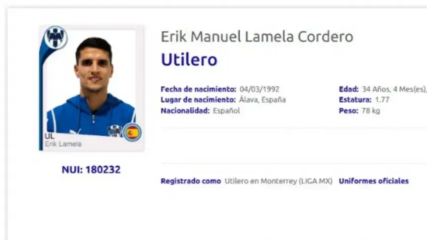 Lamela has been registered as CF Monterrey's kit man. Image credit: Getty