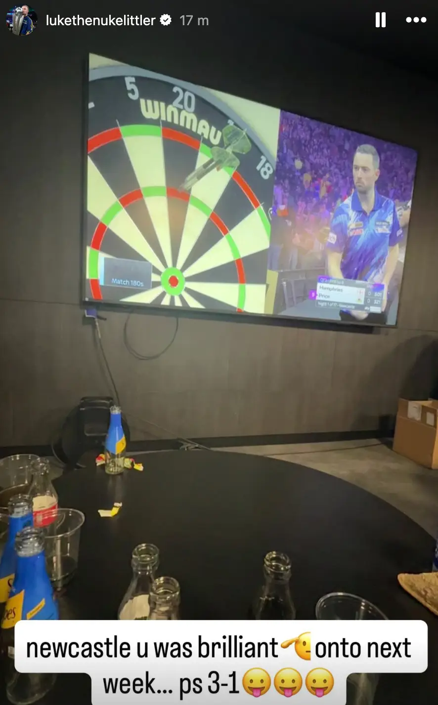 Luke Littler posted on Instagram (Credit:Getty)