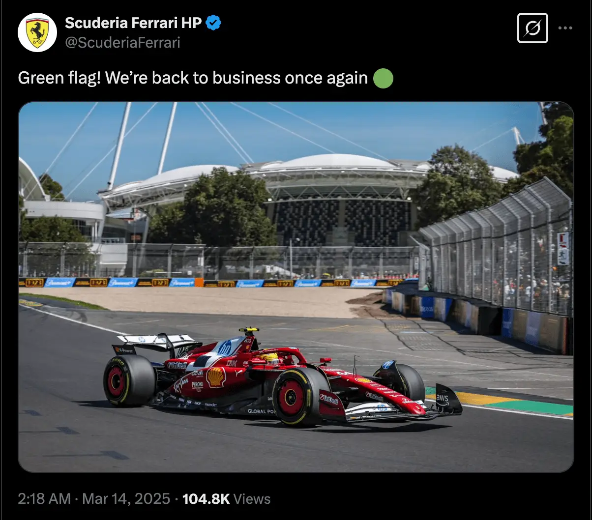 Lewis Hamilton driving the Ferrari in free practice one on Friday (Image: Twitter/Scuderia Ferrari)