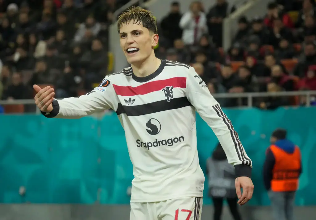 Alejandro Garnacho has eight goals and six assists in 35 appearances for United this season. (Image: Getty)