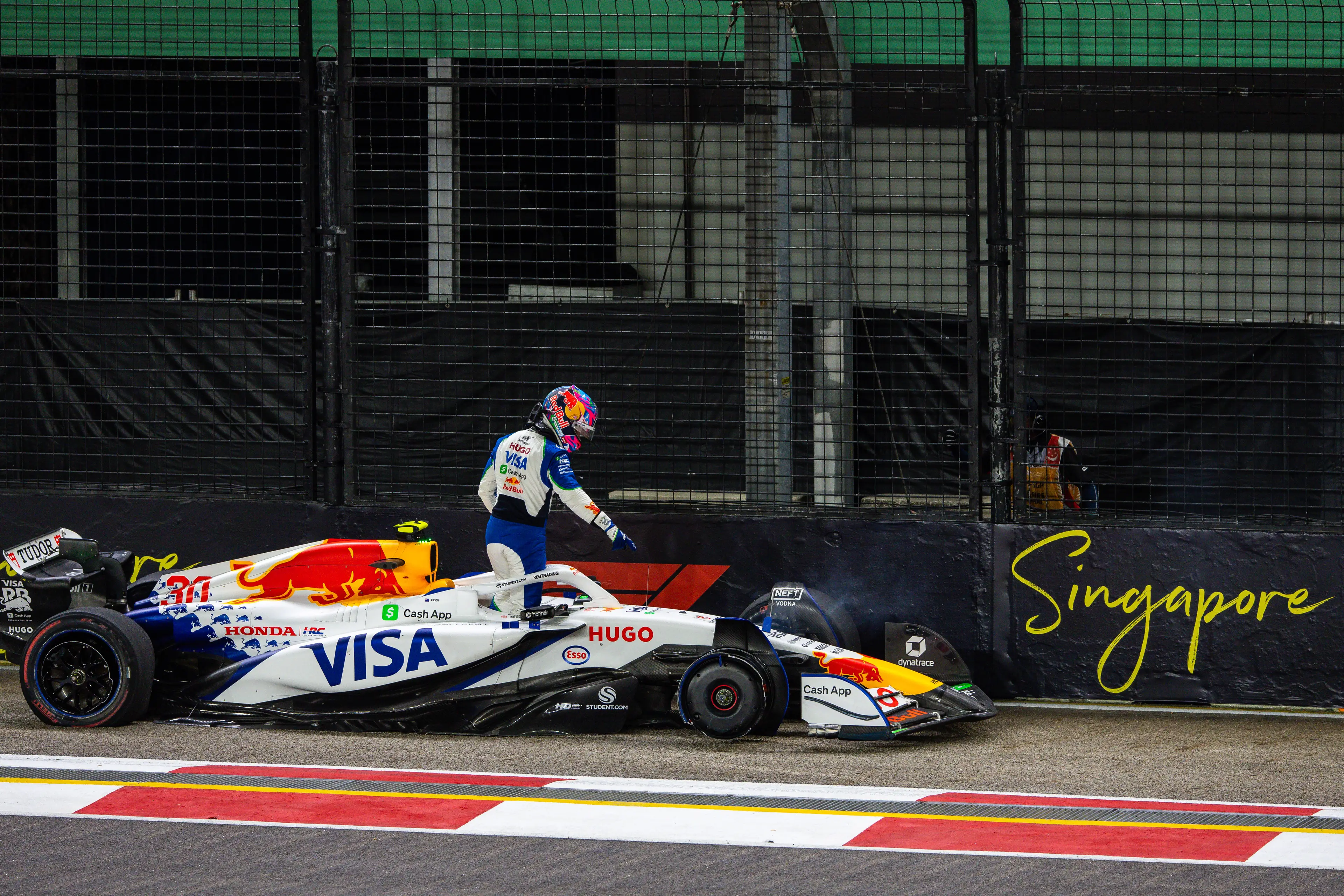 Liam Lawson at the Singapore GP. Image: Jayce Illman / Contributor via Getty