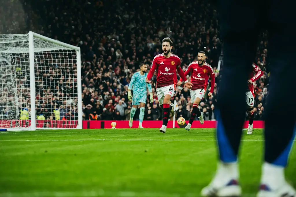 Bruno Fernandes scored the first goal of Manchester United's 1-1 draw with Chelsea. (Image: Getty)