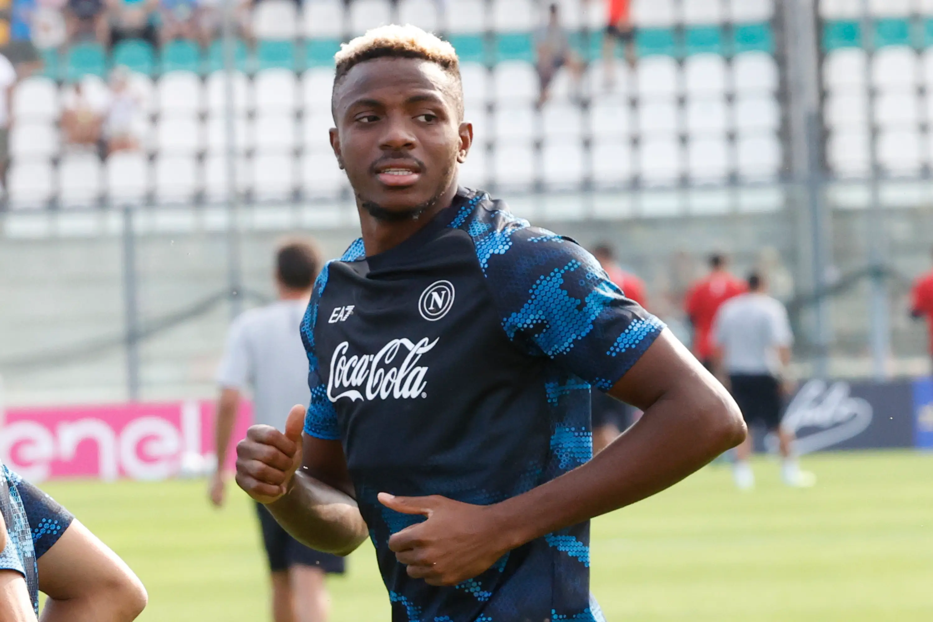 Victor Osimhen during Napoli's training camp. Image: Getty 