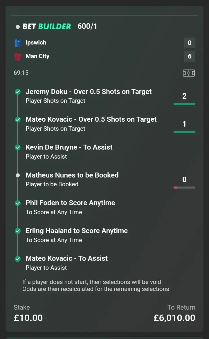 The Manchester City fan won over £6,000. (@KooshyKooo on X)