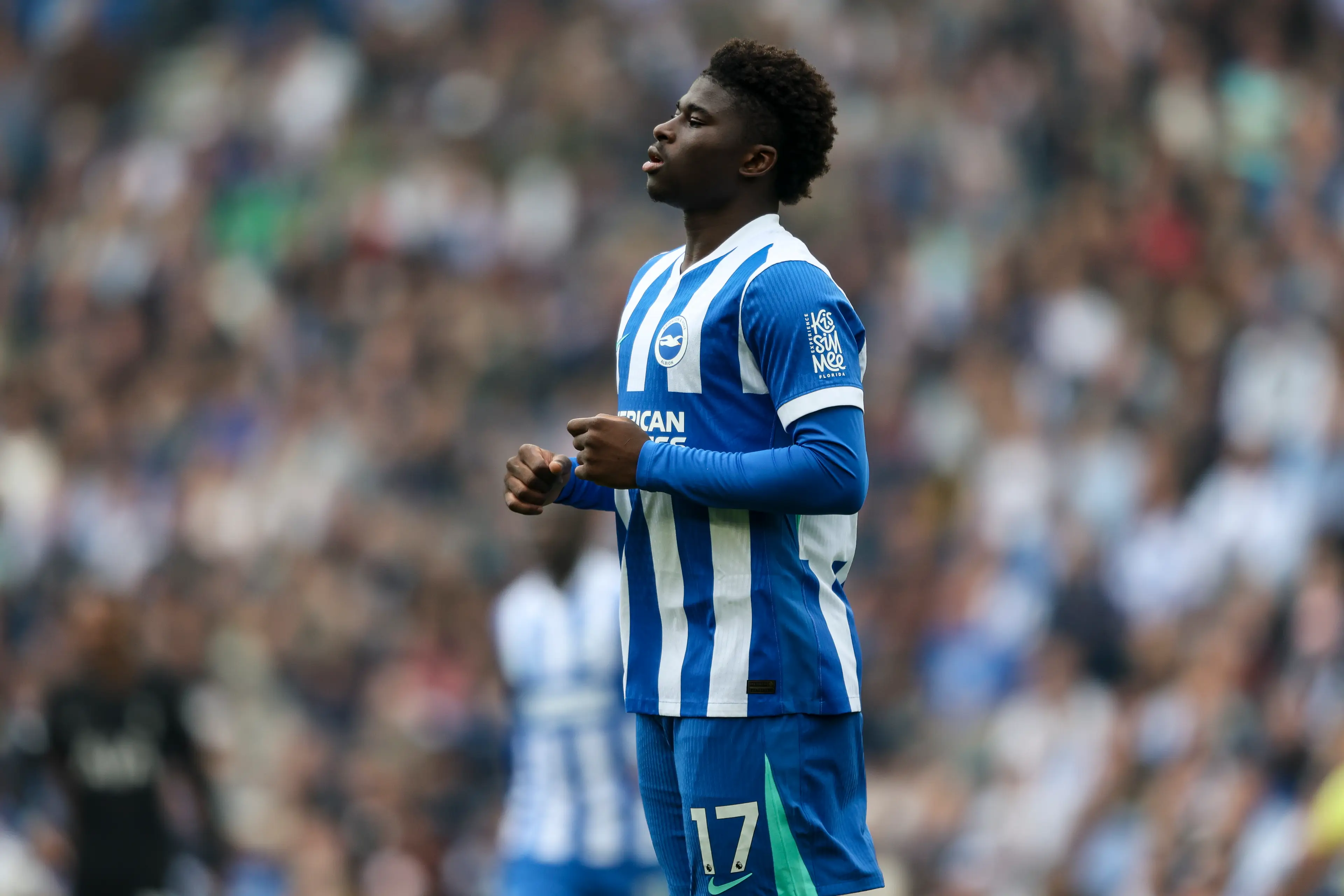 Carlos Baleba started for Brighton in the loss to Manchester United. (Image: Getty)