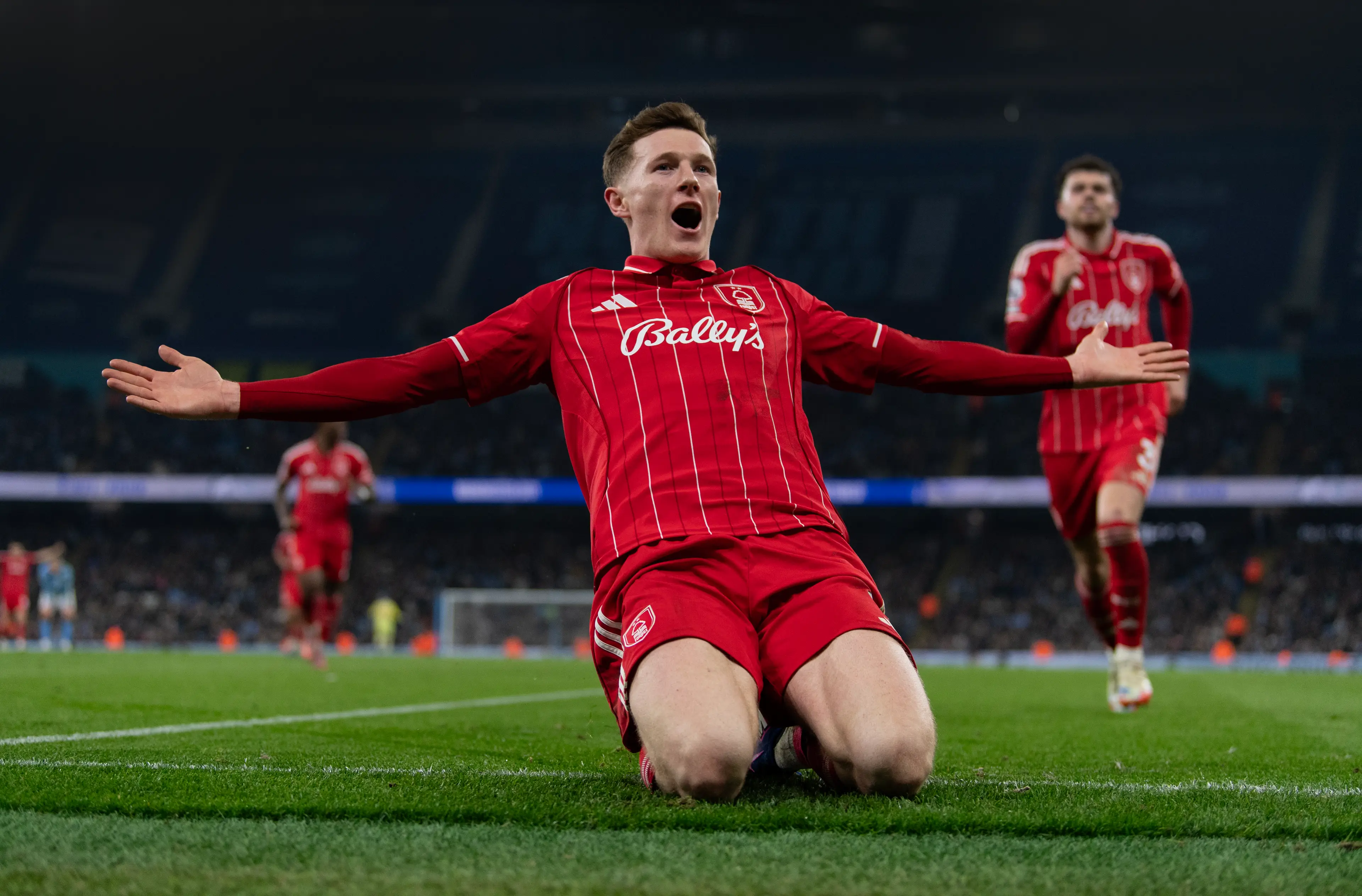 Elliot Anderson scored to make it 2-2 at the Etihad Stadium. Image: Getty