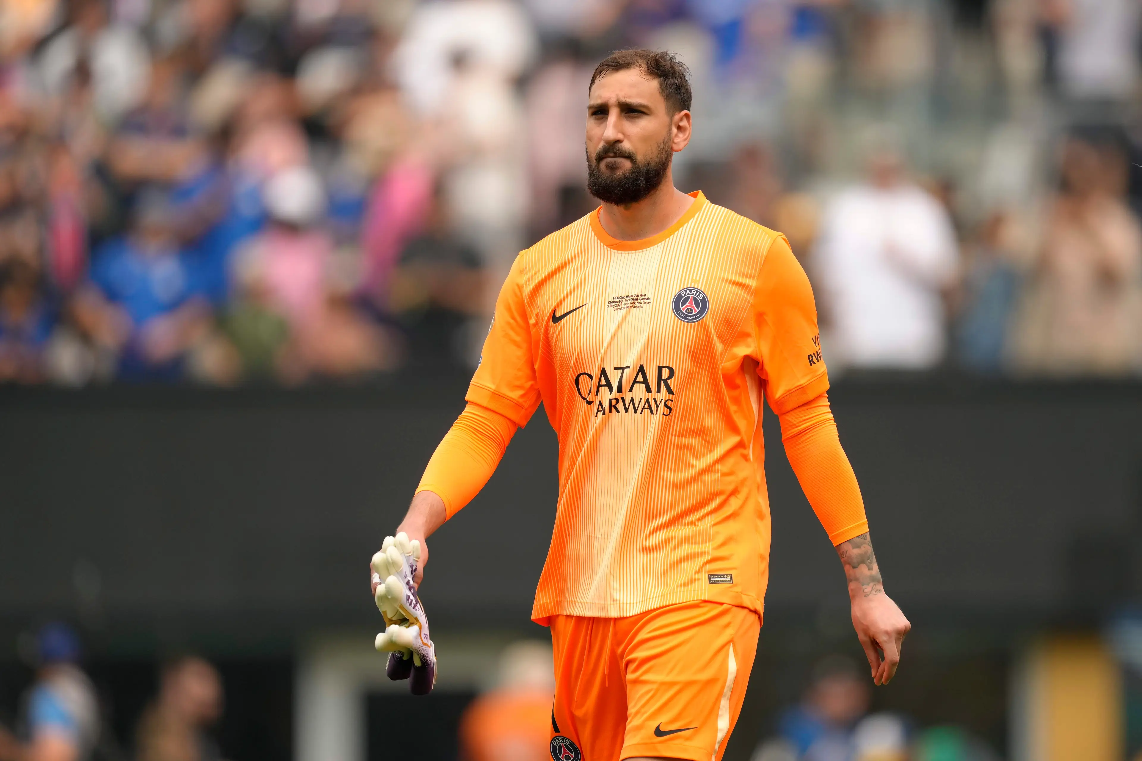 Gianluigi Donnarumma has not agreed a new contract with PSG. Image: Getty