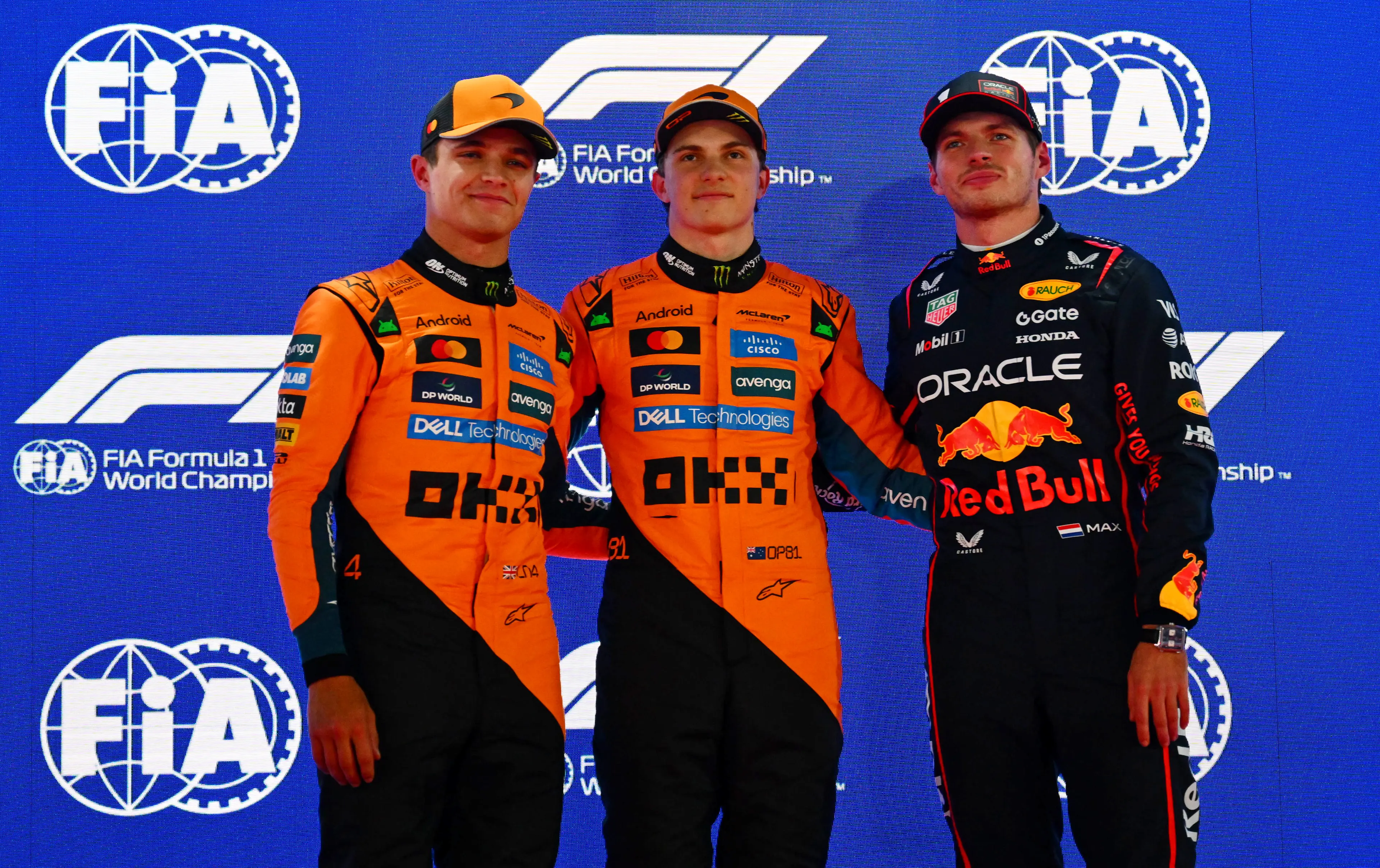 F1 title protagonists Lando Norris, Oscar Piastri and Max Verstappen. (Image: Getty)