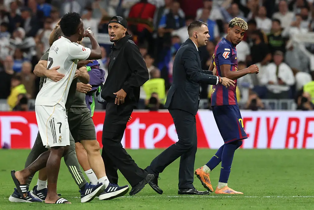 Vinicius Jr and Lamine Yamal clashed during El Clasico. (Image: OSCAR DEL POZO/AFP via Getty Images)