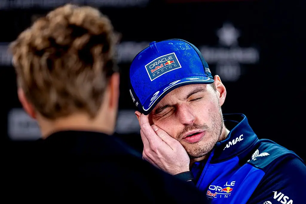 Max Verstappen during media duties in Japan (credit: getty)
