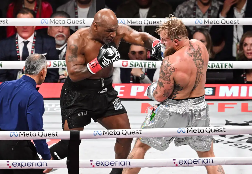 Mike Tyson pictured fighting against Jake Paul in November (Image: Getty)