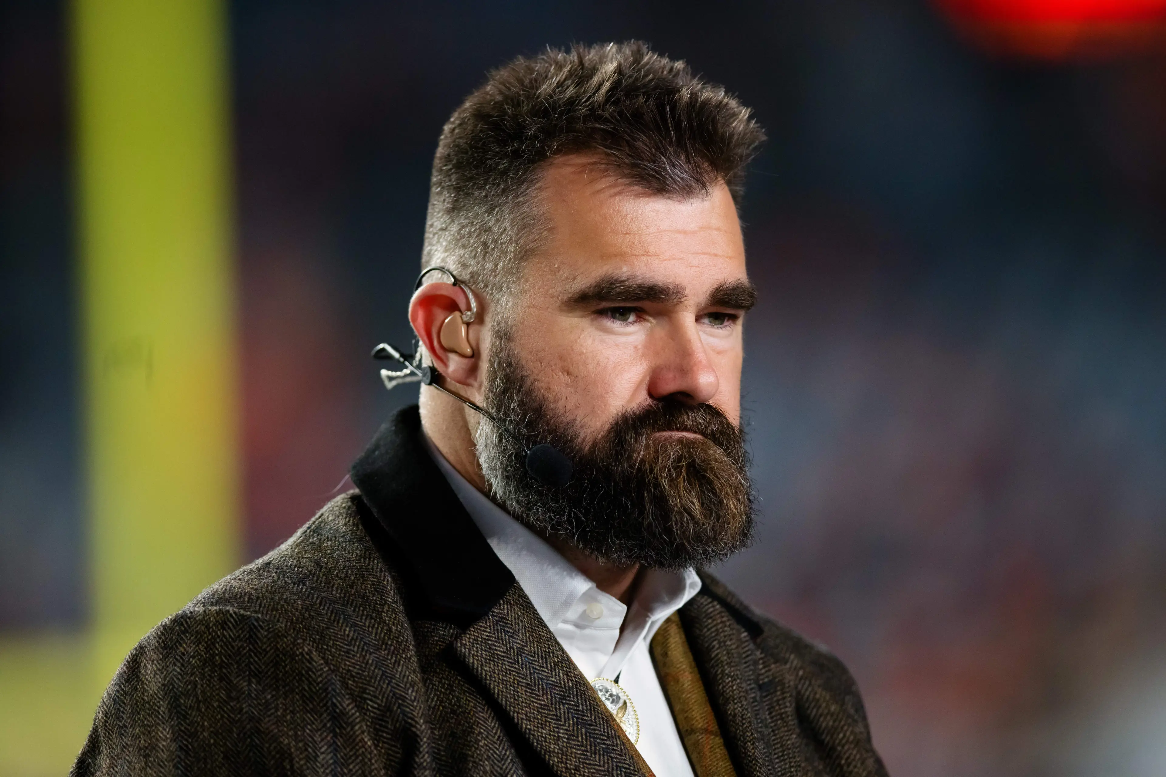 Jason Kelce will face no action for smashing a fan's phone after a homophobic slur. Image: Getty