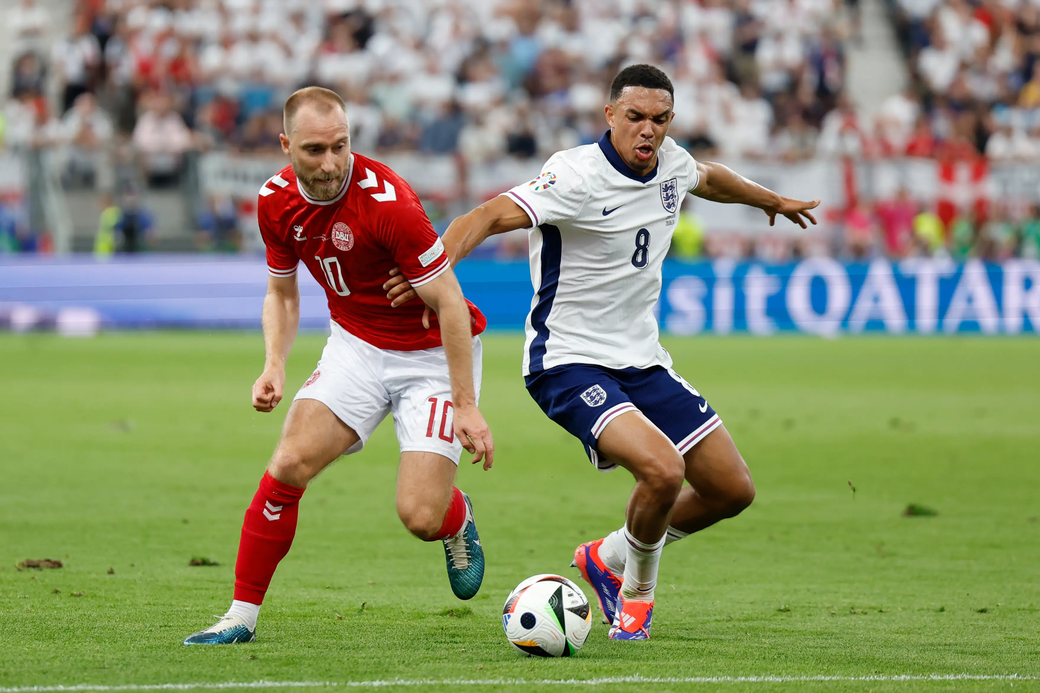 Trent Alexander-Arnold in action against Denmark. Image: Getty 