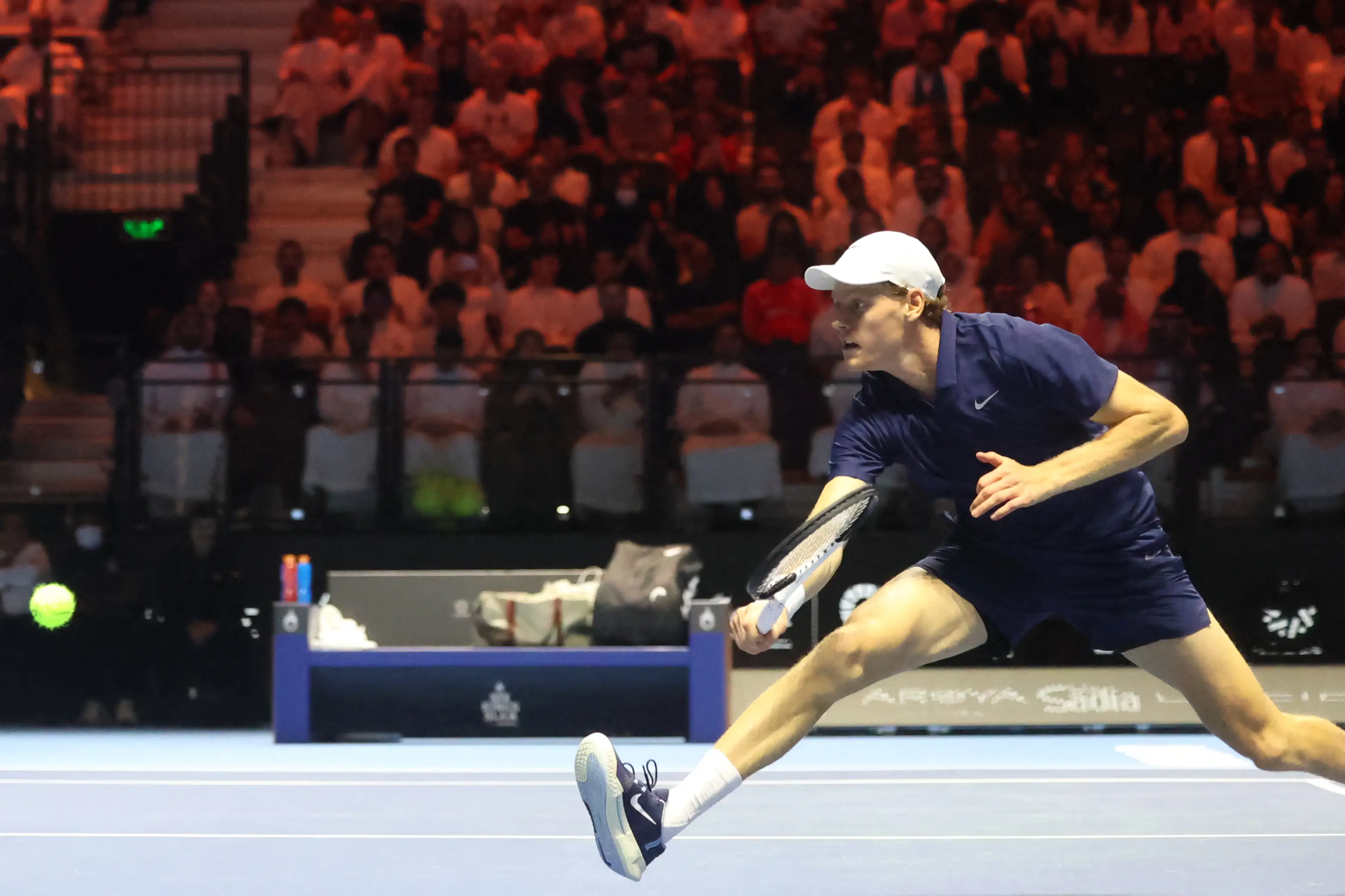 Jannik Sinner in action at the Six Kings Slam. Image: Getty 