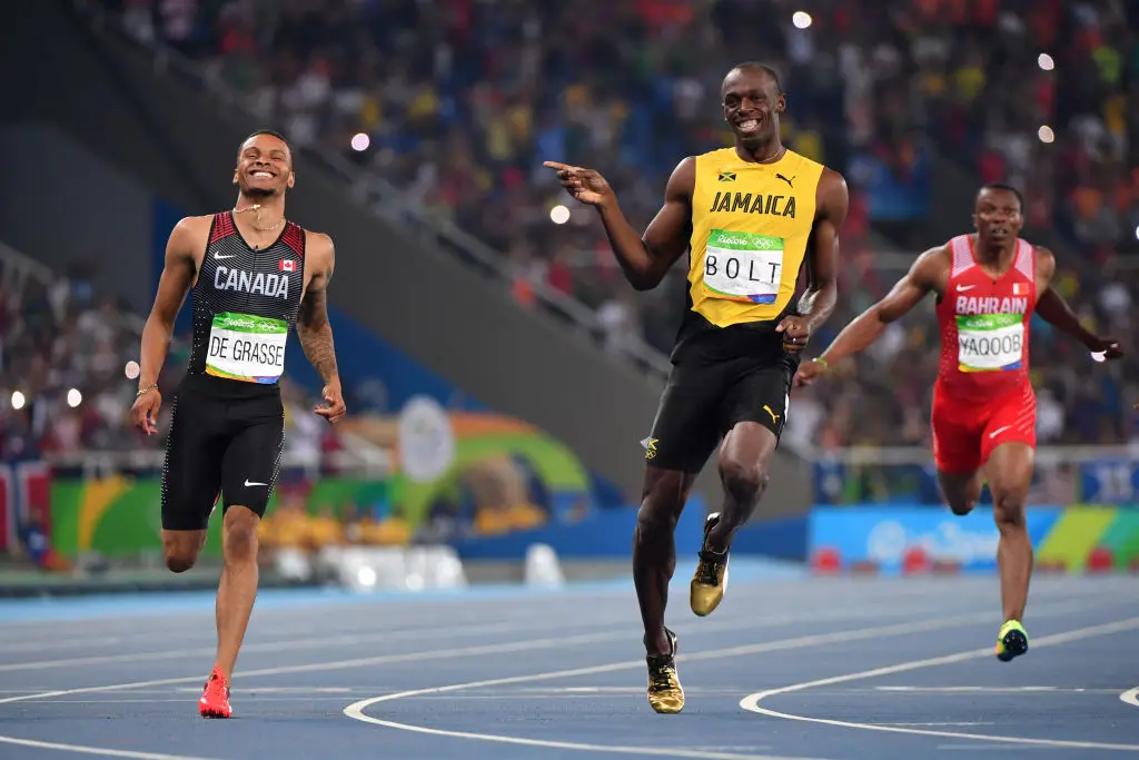 Andre De Grasse and Usain Bolt at Rio 2016 (Credit:Getty)