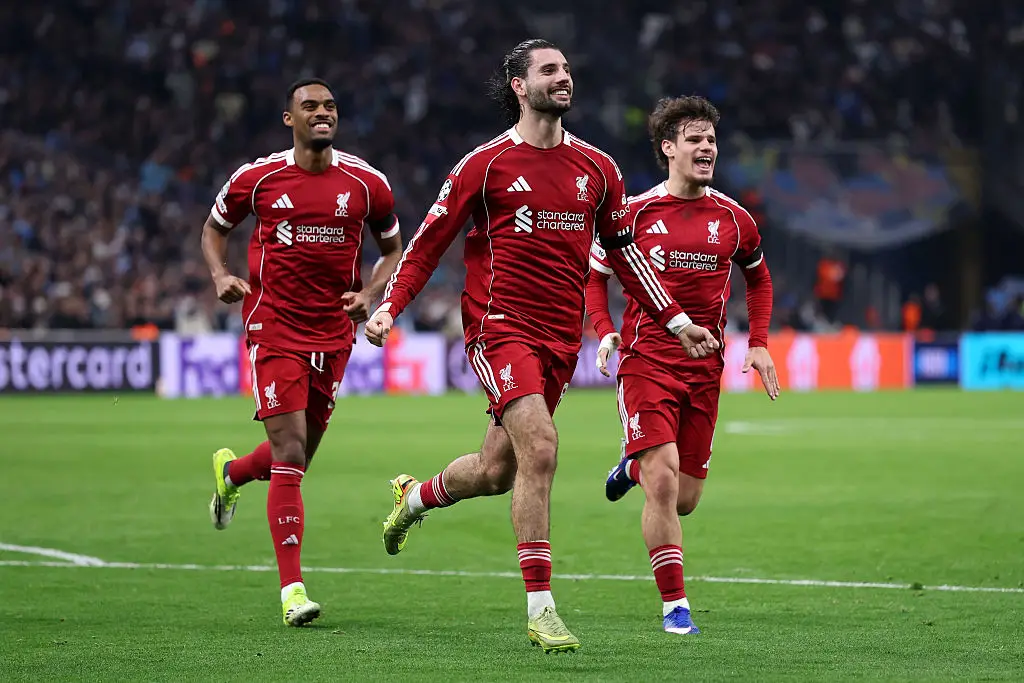 Dominik Szoboszlai opened the scoring for Liverpool during the Champions League fixture. (Image: Justin Setterfield/Getty Images)