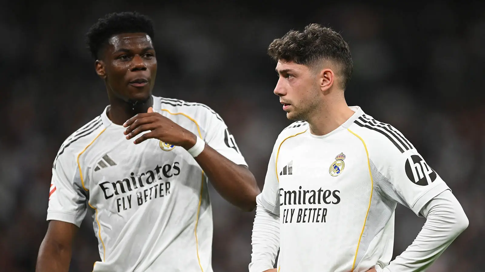 Real Madrid midfielders Aurelien Tchouameni and Federico Valverde pictured (Image: Getty)