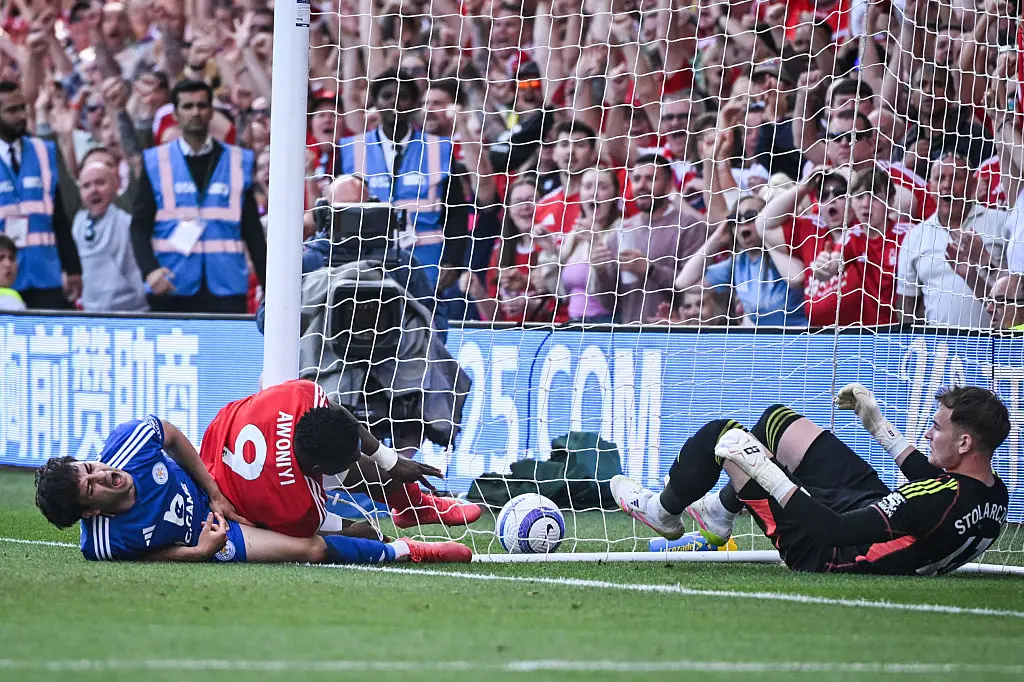 Taiwo Awoniyi collided with the post (Credit:Getty)