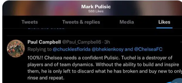 Christian Pulisic's dad 'likes' tweets after Chelsea's loss to Leeds. (Twitter)