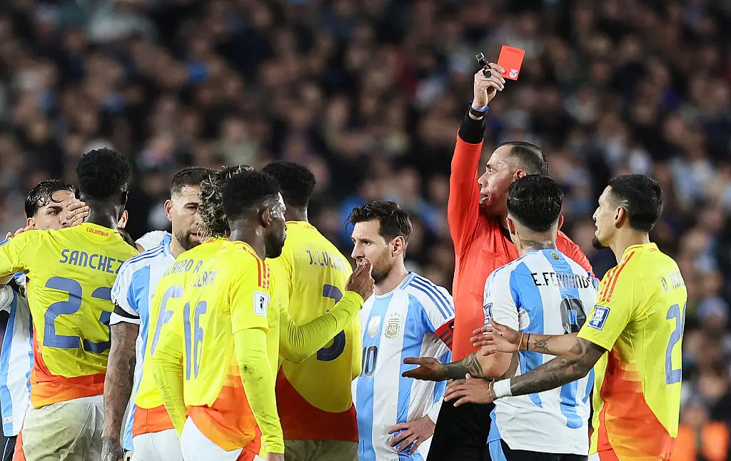 Chelsea midfielder Enzo Fernandez was shown red after a high kick to an Kevin Castano's head. (Image: Getty)