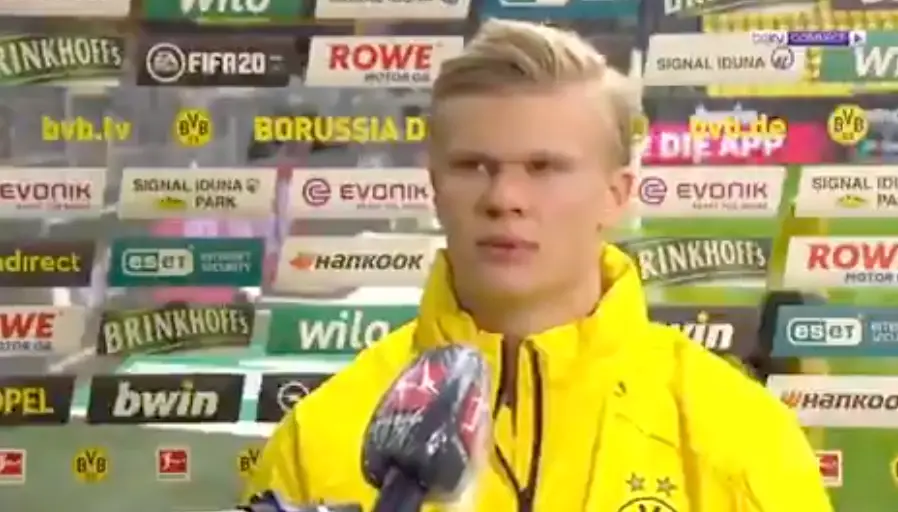 Haaland has been involved in some weird interviews. Image: beIN Sport