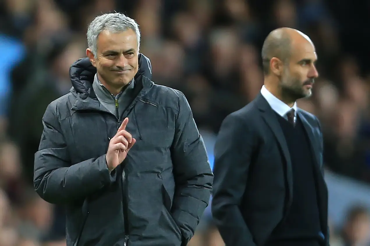 Mourinho and Guardiola pictured again in 2017. Image credit: Getty