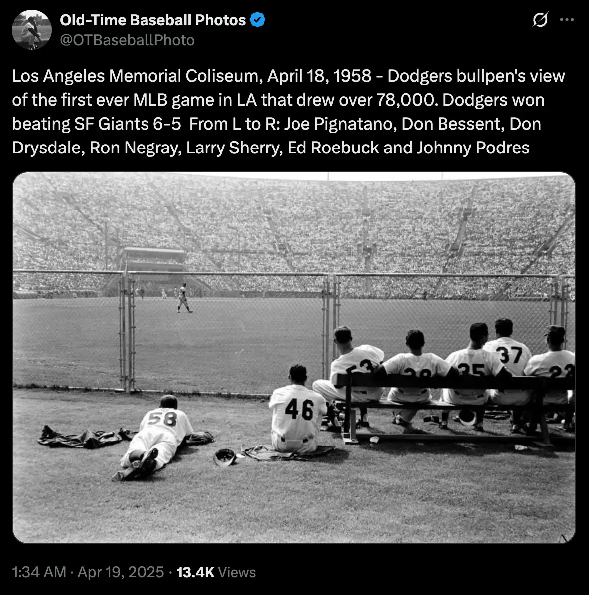 The Los Angeles Memorial Coliseum pictured in 1958 (Image: Twitter)