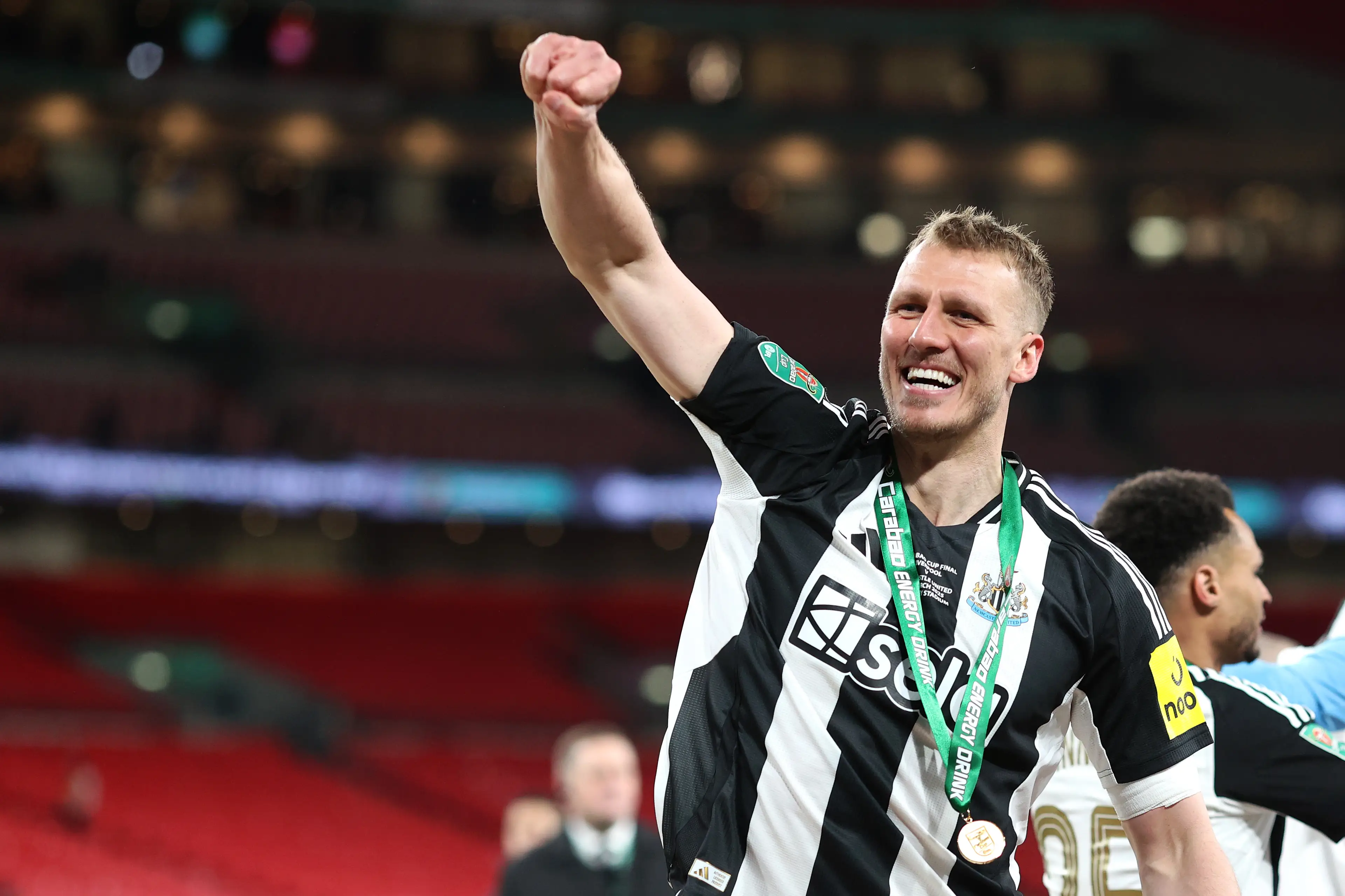 Dan Burn opened the scoring as Newcastle United won the Carabao Cup. Image: Getty