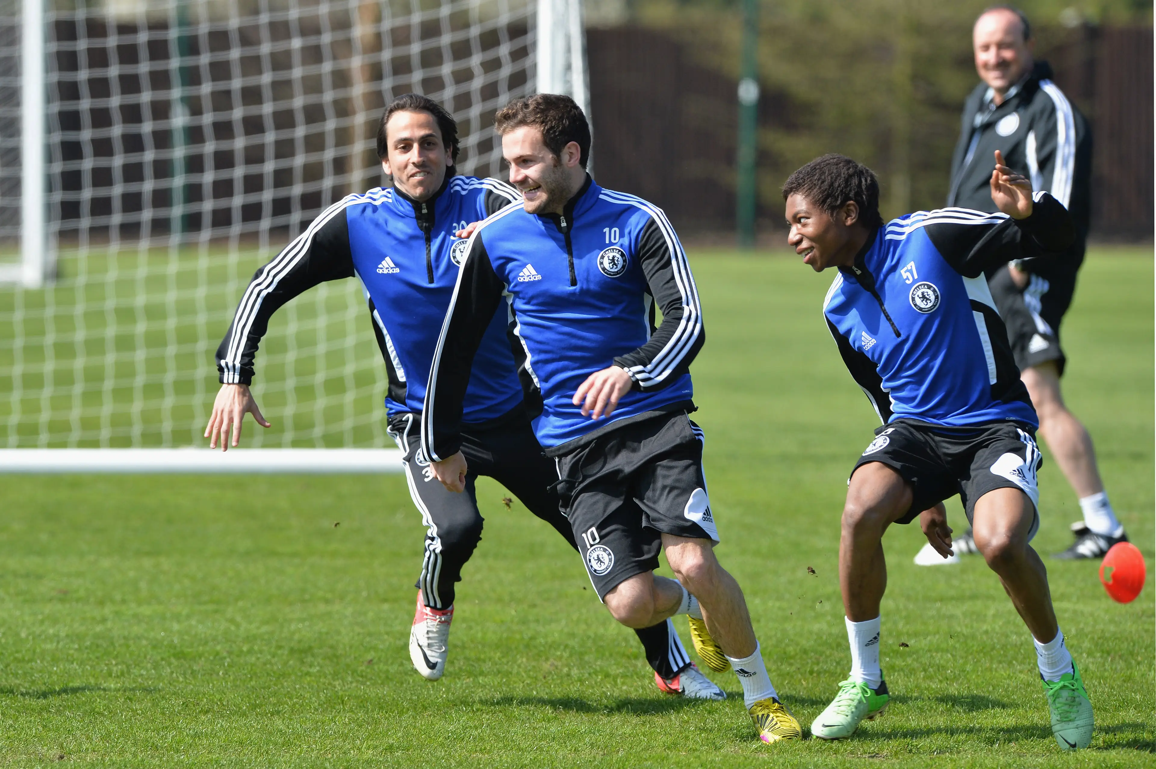 Chelsea's Yossi Benayoun, Juan Mata, Lamisha Musonda during a training session in 2013. Image credit: Getty