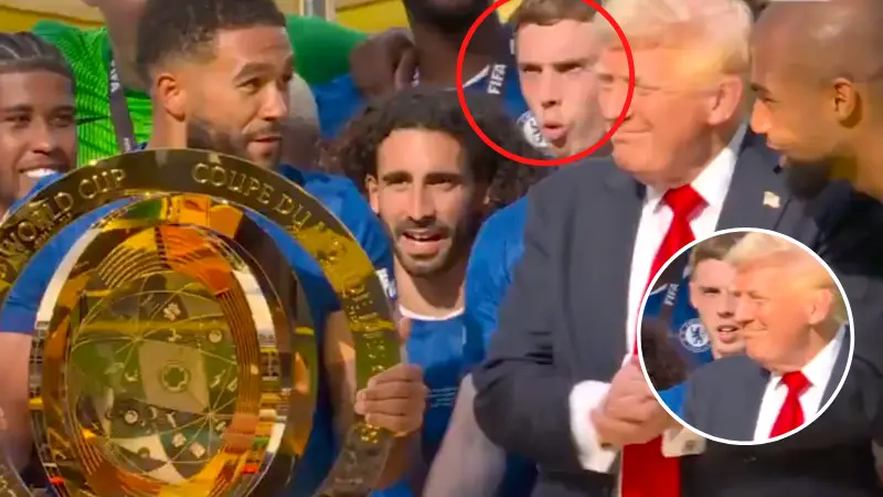 Cole Palmer's three-word message to Chelsea teammates after seeing Donald Trump lift Club World Cup trophy with them