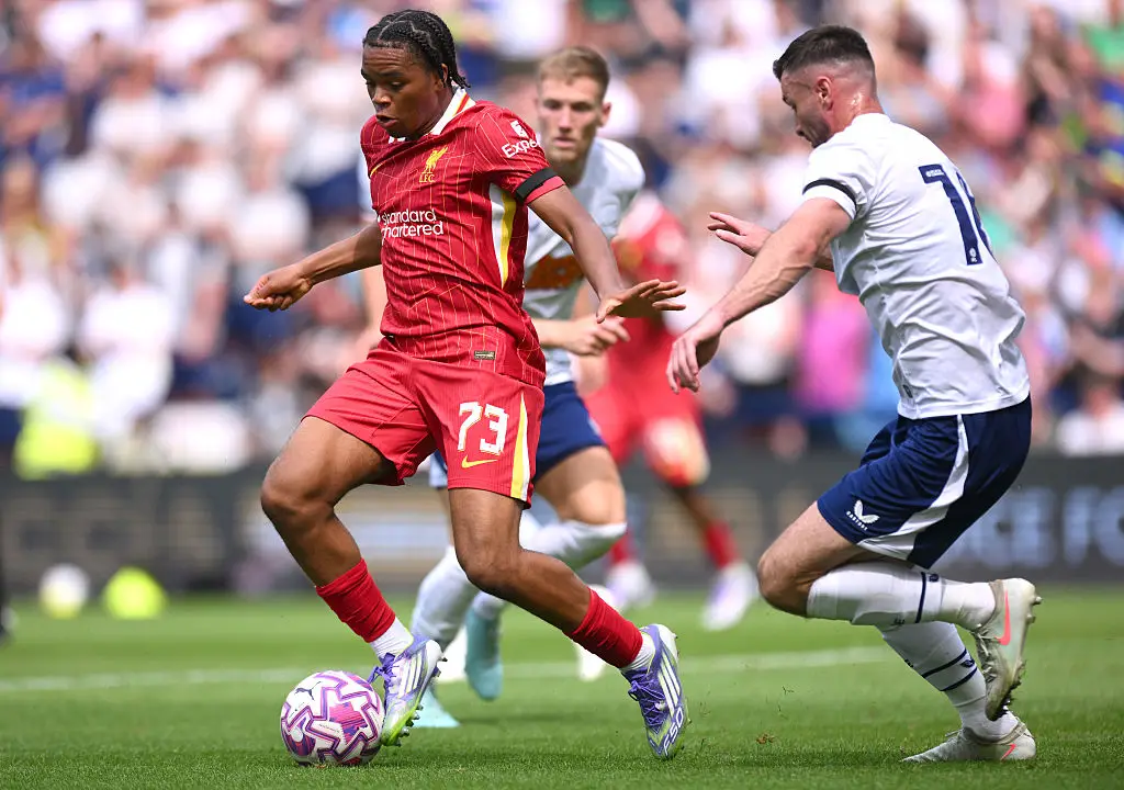 Rio Ngumoha impressed during Liverpool's 3-1 win over PNE. (Image: Getty)