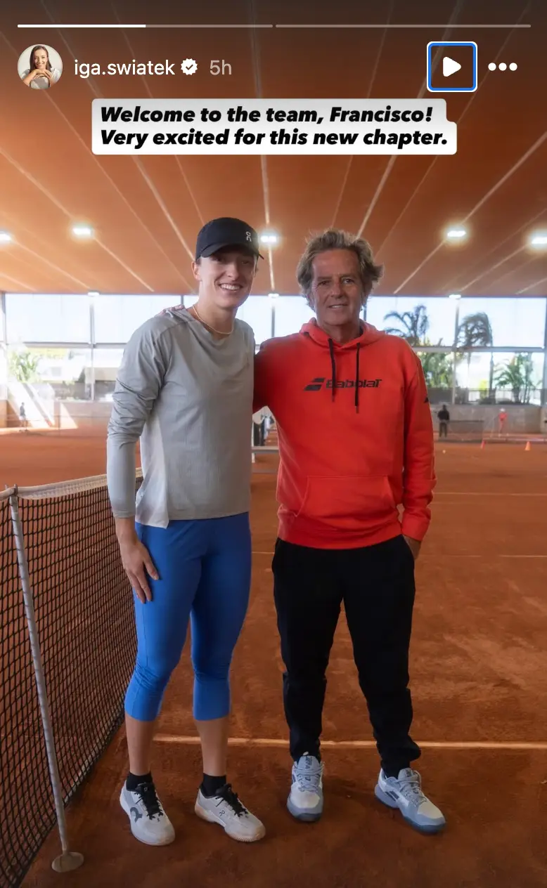 Swiatek with new coach Francisco Roig. Image credit: Instagram/iga.swiatek