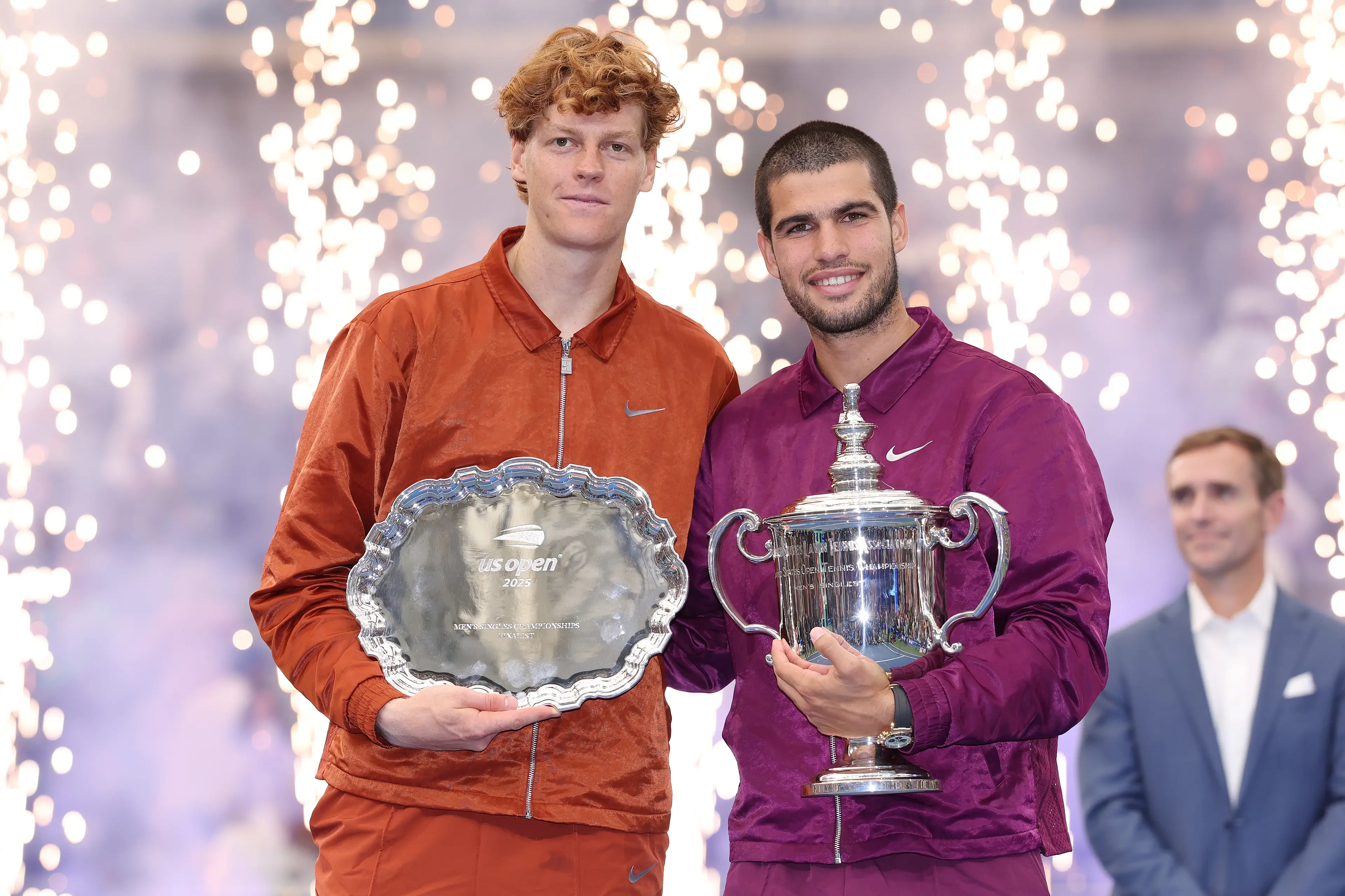 Jannik Sinner and Carlos Alcaraz. Image: Clive Brunskill / Staff via Getty