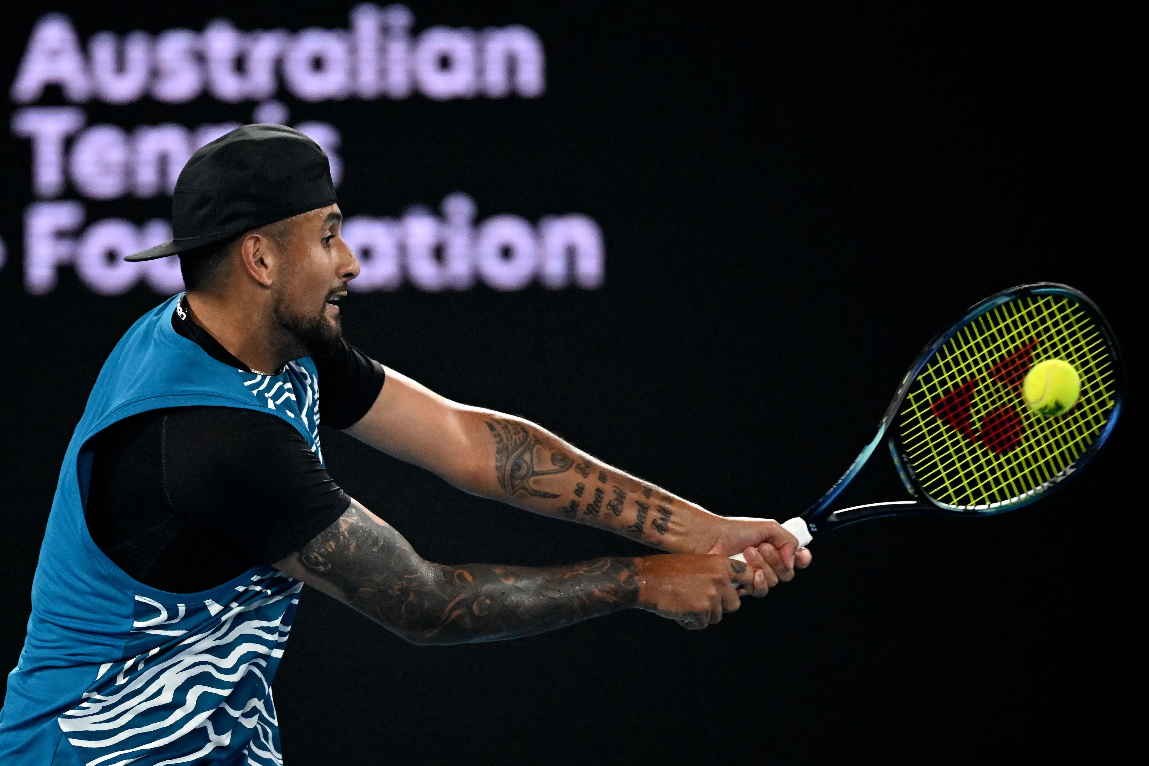 Nick Kyrgios in action. Image: Getty 
