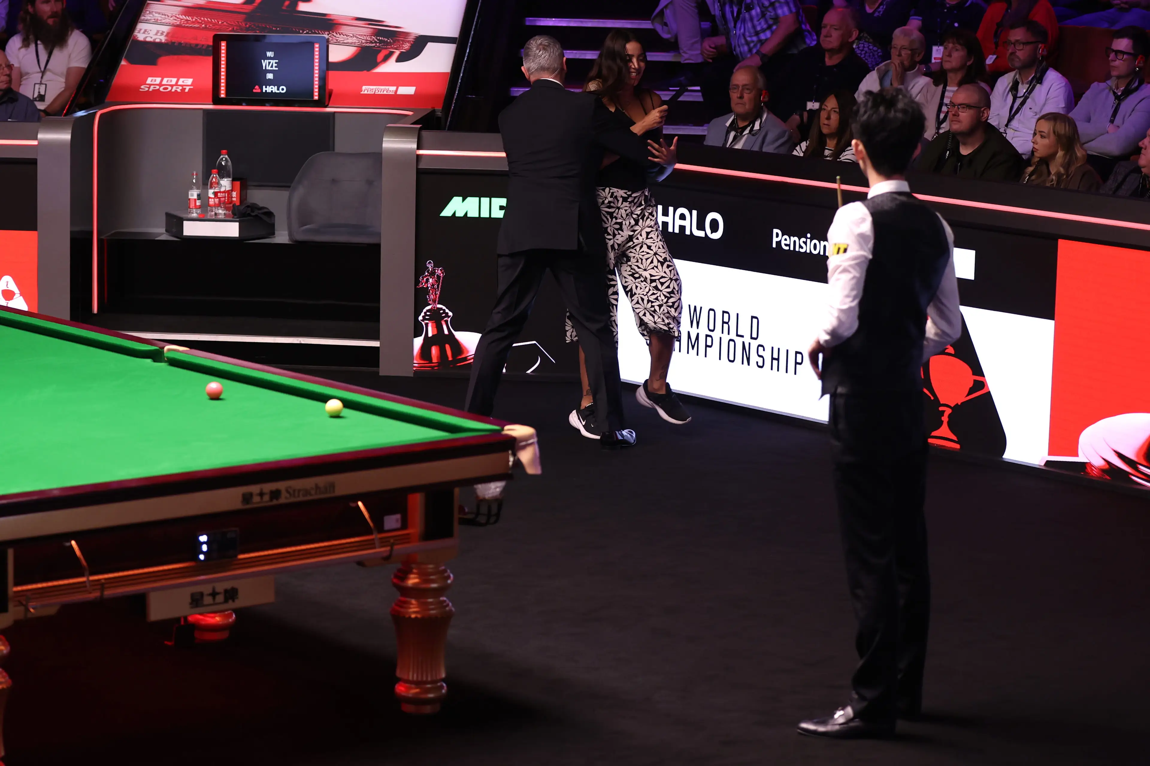 The woman was ejected from the Crucible by security (Image: Getty)