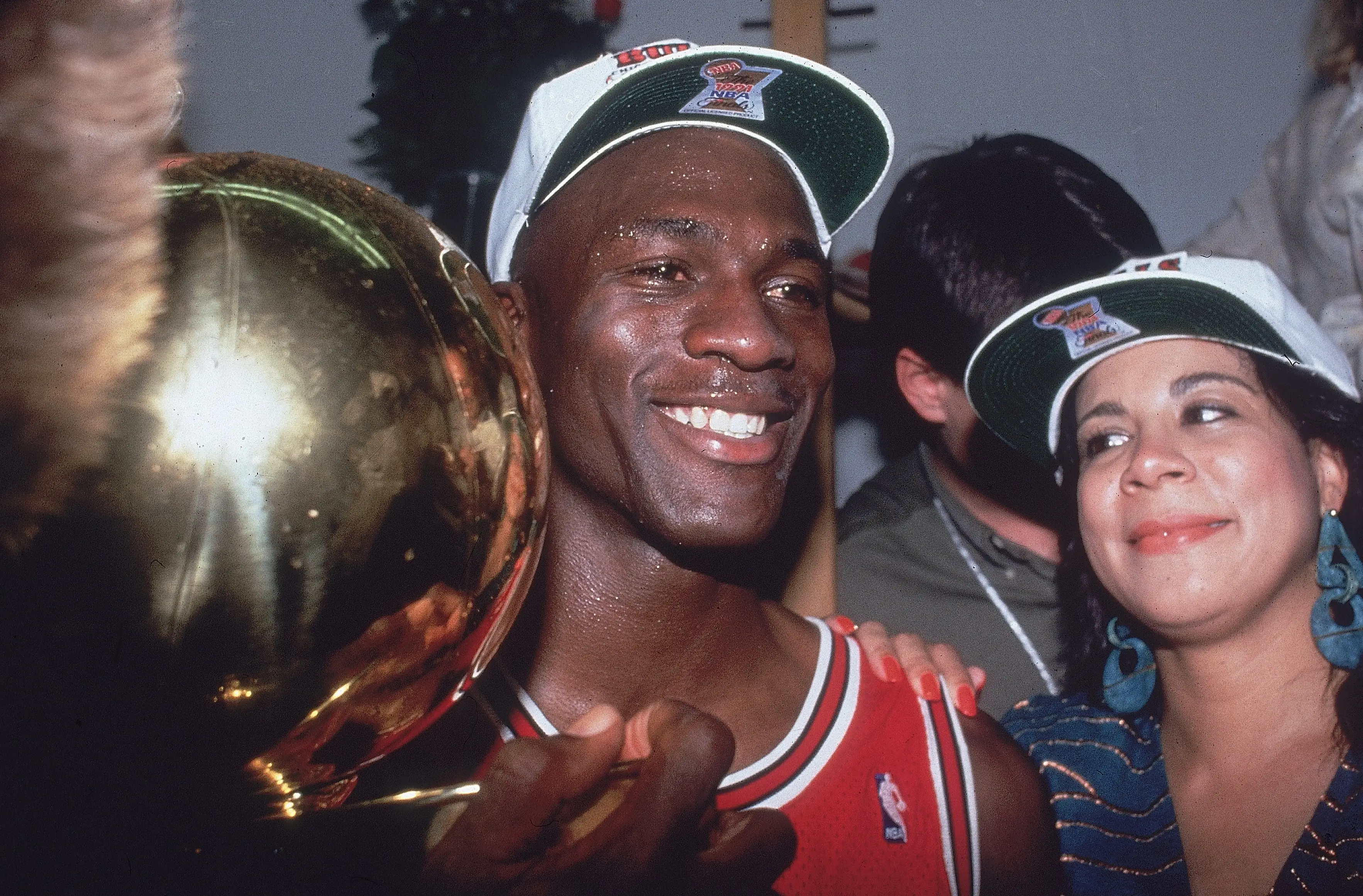 Michael Jordan celebrates winning the NBA championship in 1991. Image: Getty