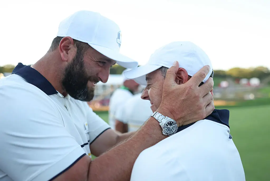 Rahm and McIlroy won the Ryder Cup together in September. (Image: Richard Heathcote/Getty Images)