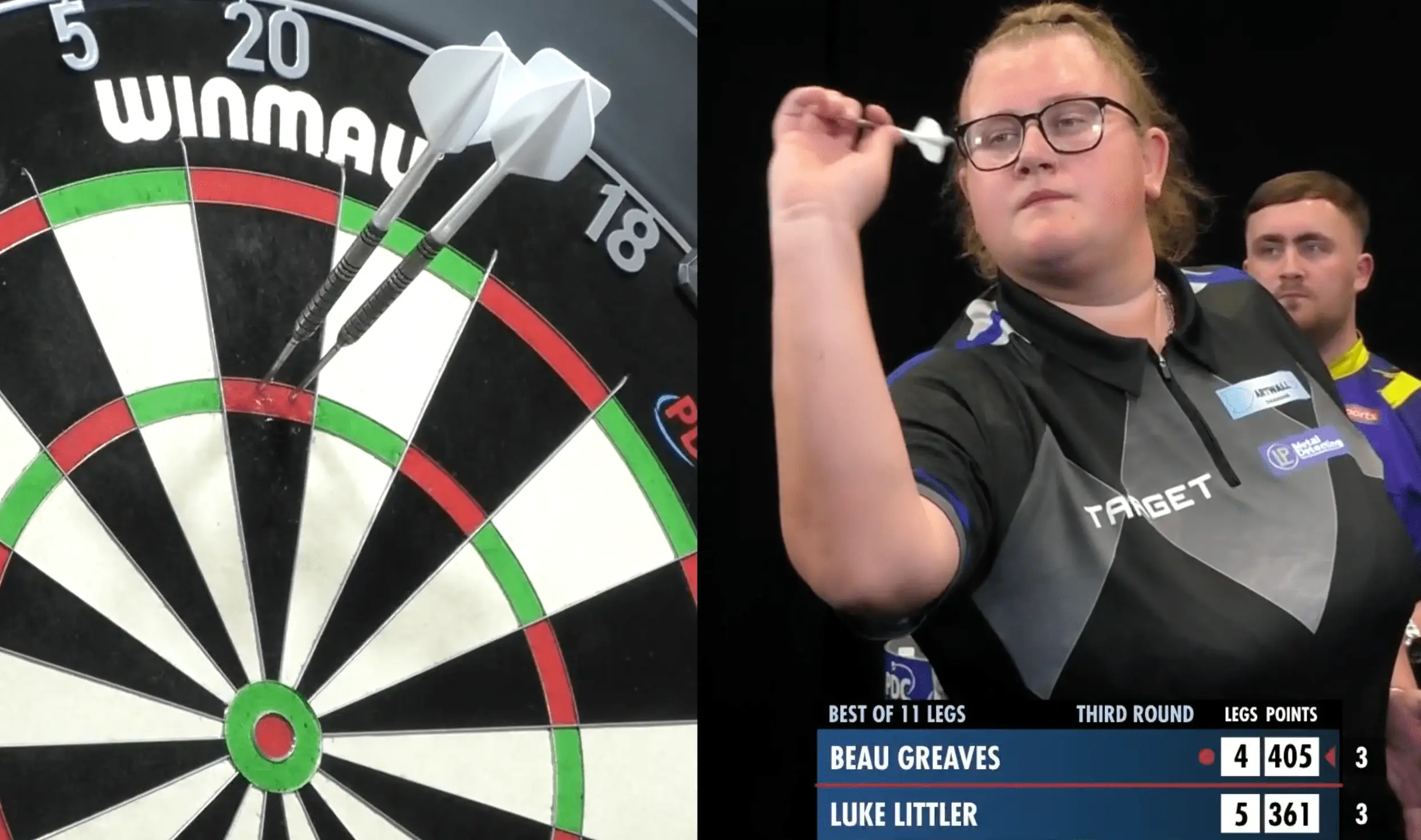 Greaves hit four 180s in her 6-5 defeat to Littler (Image: PDCTV)
