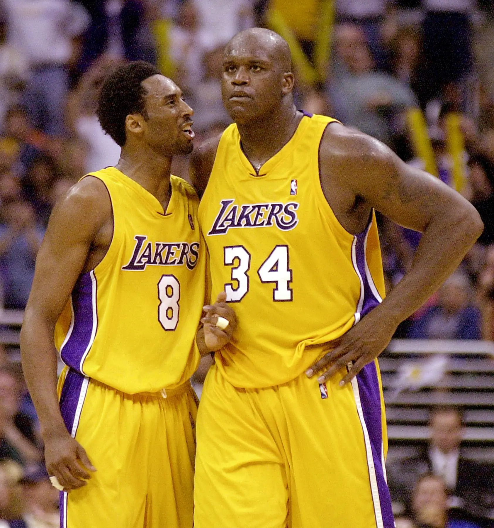 Shaquille O'Neal and Kobe Bryant formed a fearsome duo for the Lakers. (Image: Vince Bucci / Stringer via Getty)