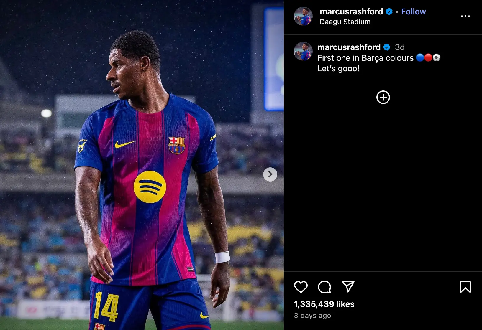 Rashford has made three appearances for Barcelona in pre-season (Image: Instagram/Marcus Rashford)